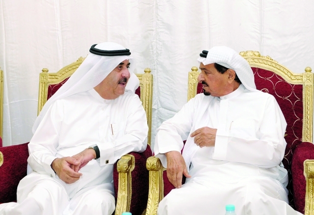 "حميد بن راشد النعيمي يتقبل التعازي من سعود بن راشد المعلا | من المصدر"