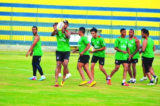 "■ منتخب الرجبي خلال التدريب استعداداً للمنافسات العربية | البيان"