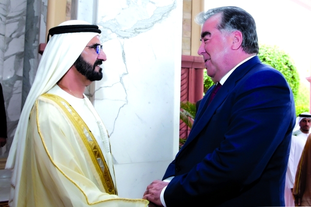 "■ محمد بن راشد مرحباً برئيس طاجيكستان"