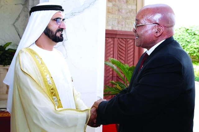 "■ نائب رئيس الدولة مستقبلاً رئيس جنوب أفريقيا"