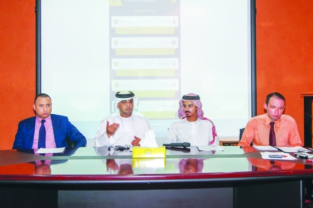 "■ العامري متحدثاً في المؤتمر الصحافي | البيان"
