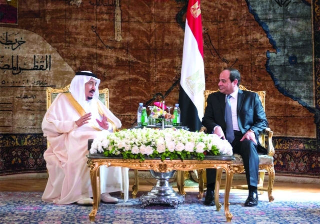 "■ الملك سلمان والسيسي خلال لقائهما | واس"