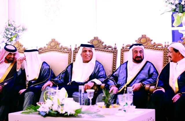 "■ سلطان القاسمي وحميد النعيمي وسعود بن صقر وأحمد بن سلطان القاسمي وعمار النعيمي"