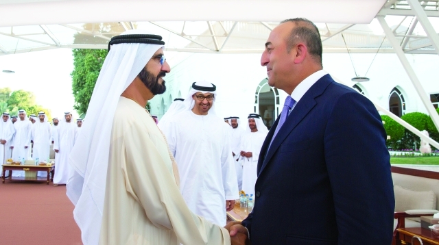 "■ محمد بن راشد ومحمد بن زايد ومولود أوغلو"
