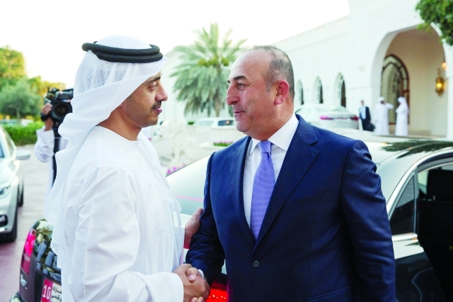 "■ عبدالله بن زايد مصافحاً مولود أوغلو"