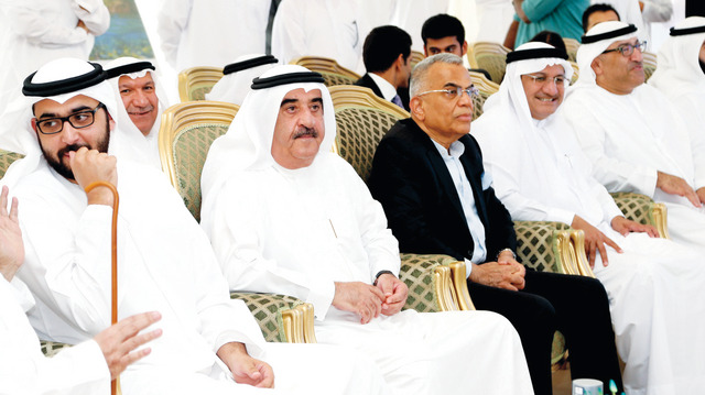 "سعود بن راشد المعلا يشهد إطلاق المشروع بحضور راشد المعلا وعبد الرحمن العويس وحميد القطامي | تصوير - محمود الخطيب"