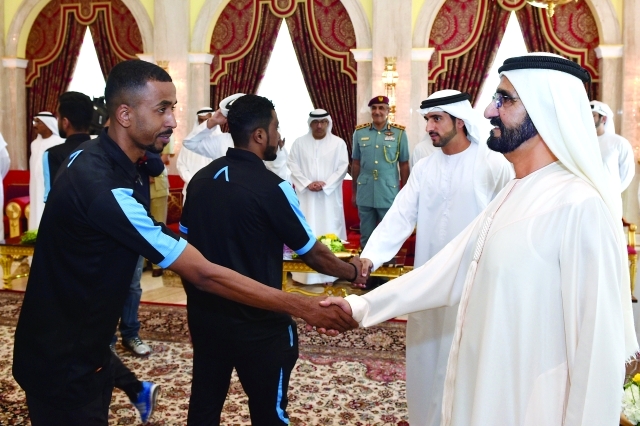 "■ محمد بن راشد يحيي جهود نجوم حتا بحضور حمدان بن محمد | تصوير: محمد هشام"