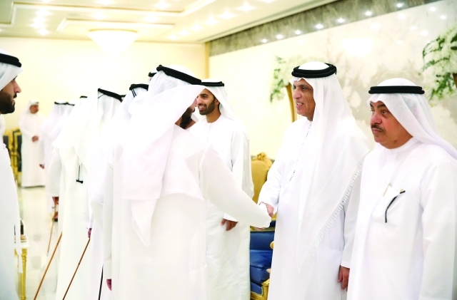 "■ سعود بن صقر ومحمد بن سعود يتقبلان التهاني"