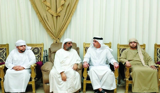 "■ سيف بن زايد يقدم واجب العزاء بالشهيد أحمد الزيودي"