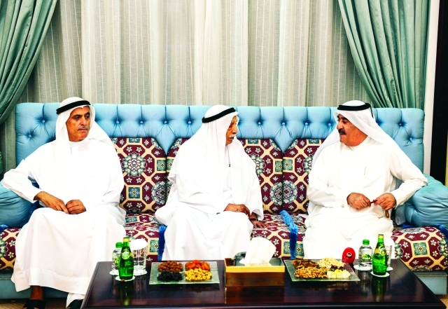 "سعود المعلا خلال استقباله جمعة الماجد"