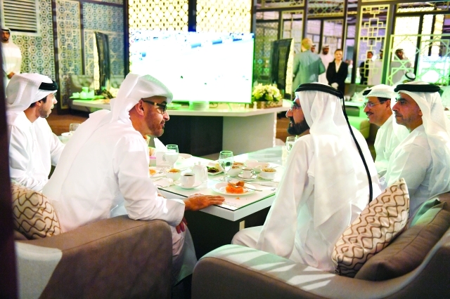 "سموهما خلال اللقاء بحضور سيف ومنصور بن زايد وسلطان المنصوري"