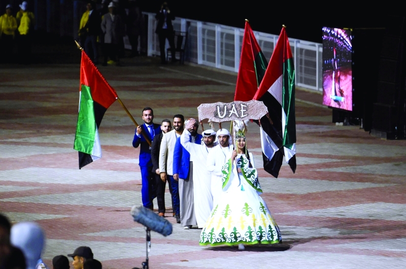 "■  وفد الإمارات خلال حفل الافتتاح"