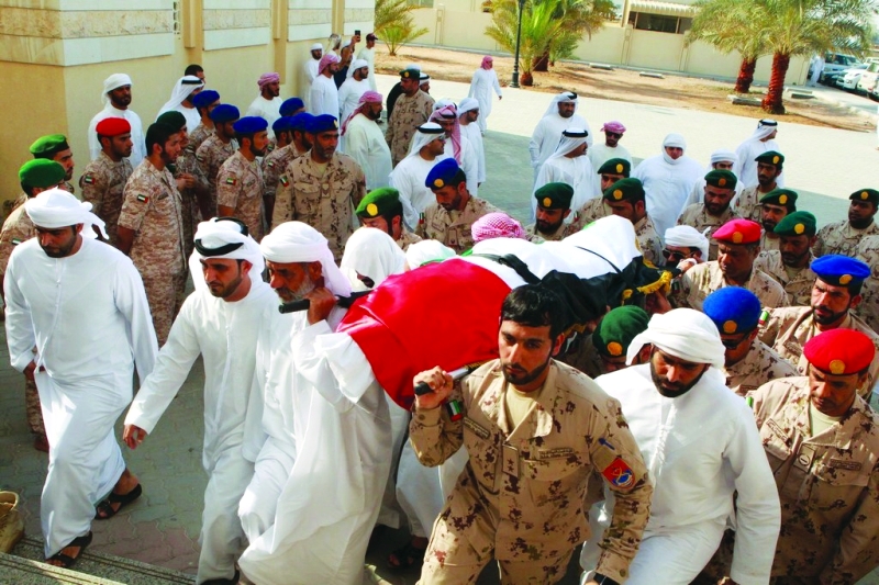 "■ خلال تشييع الشهيد إلى مثواه الأخير | البيان"