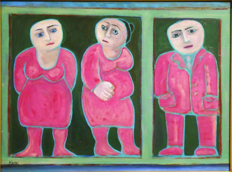 "■ «الإخوة والأخوات» 1993.. ألوان زيتية على لوح خشبي"