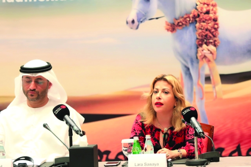 "■ صوايا تتحدث في المؤتمر الصحفي"