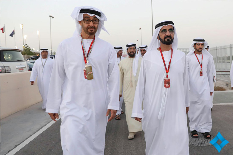 محمد بن راشد ومحمد بن زايد وأولياء العهود يشهدون سباق الفورمولا1