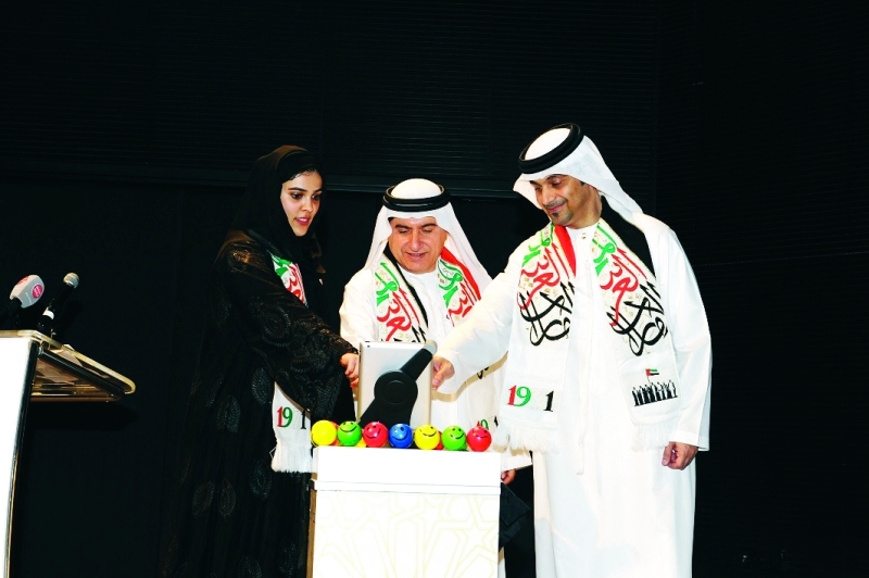"■ إبراهيم عبد الملك وخالد المدفع وحصة الطنيجي خلال إطلاق نظام السعادة | البيان"