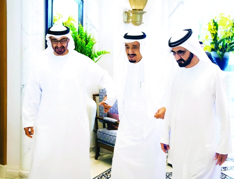 "الصورة 3: تتويج استراتيجي للعلاقات برعاية سلمان بن عبد العزيز ومحمد بن راشد ومحمد بن زايد ــ  أرشيفية"