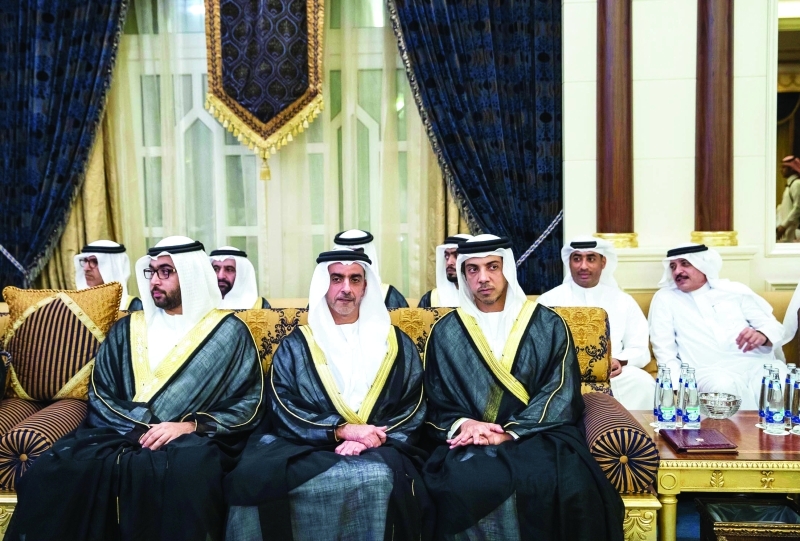 "راشد بن سعود المعلا وسيف ومنصور بن زايد"