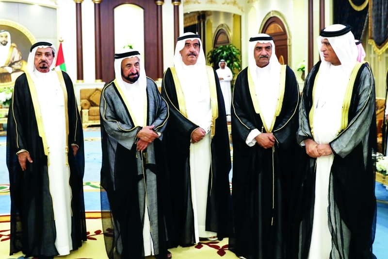 "سلطان القاسمي وحميد النعيمي وحمد الشرقي وسعود المعلا وسعود بن صقر"