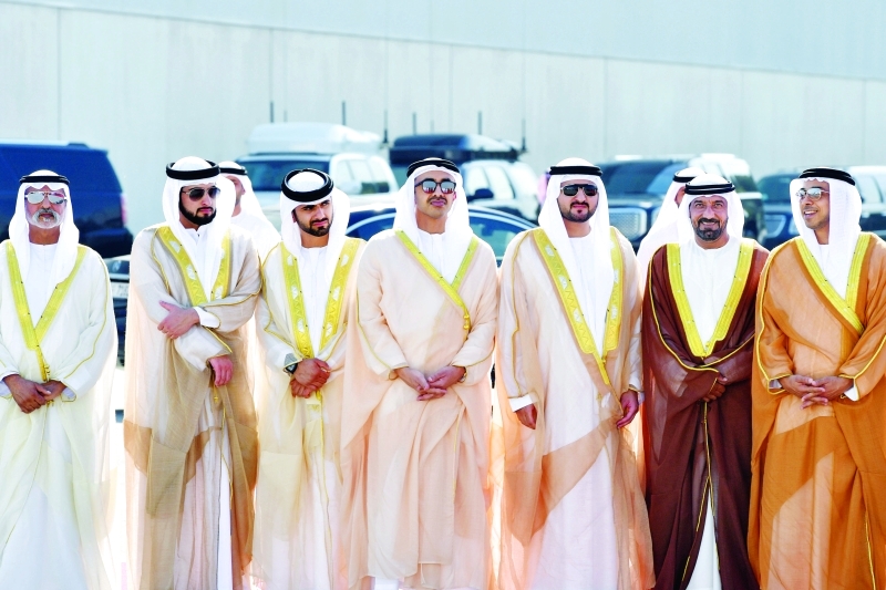"■ مكتوم بن محمد ومنصور وعبد الله بن زايد وأحمد بن سعيد وأحمد ومنصور بن محمد ونهيان بن مبارك"