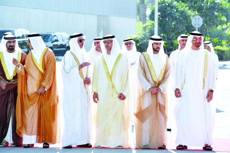 "■ محمد بن زايد وحمدان بن محمد وهزاع وسيف ومنصور بن زايد وأحمد بن سعيد"
