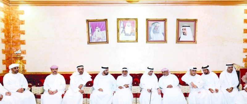 "■حمد الشرقي خلال تقديم واجب العزاء"