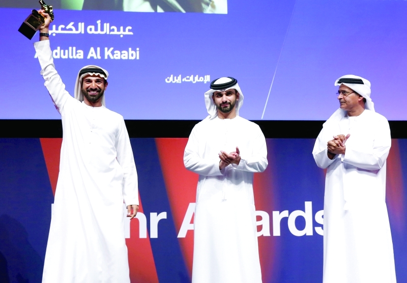 "■ منصور بن محمد يسلم عبدالله الكعبي جائزة أفضل فيلم في المهر الإماراتي"