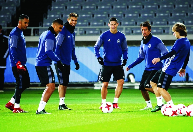 "■ جانب من تحضيرات ريال مدريد لمباراة كلوب أميركا | أ ب"