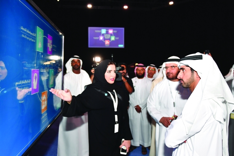 "■ ولي عهد دبي خلال إطلاق مؤشر الريادة للخدمات الحكومية"