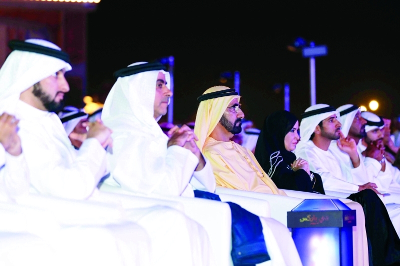 "■ محمد بن راشد وحمدان بن محمد وأمل القبيسي وسيف بن زايد وأحمد بن سعيد وأحمد ومنصور بن محمد"