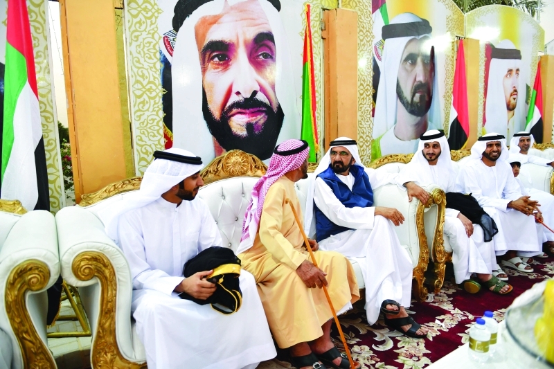 "■ محمد بن راشد أثناء الحفل"