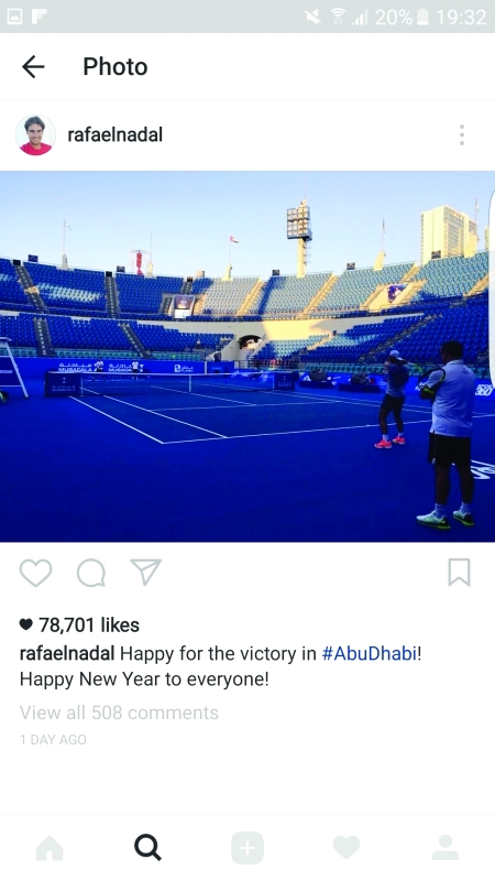 "نادال مهنئاً الجميع بالسنة الجديدة من أبوظبي"