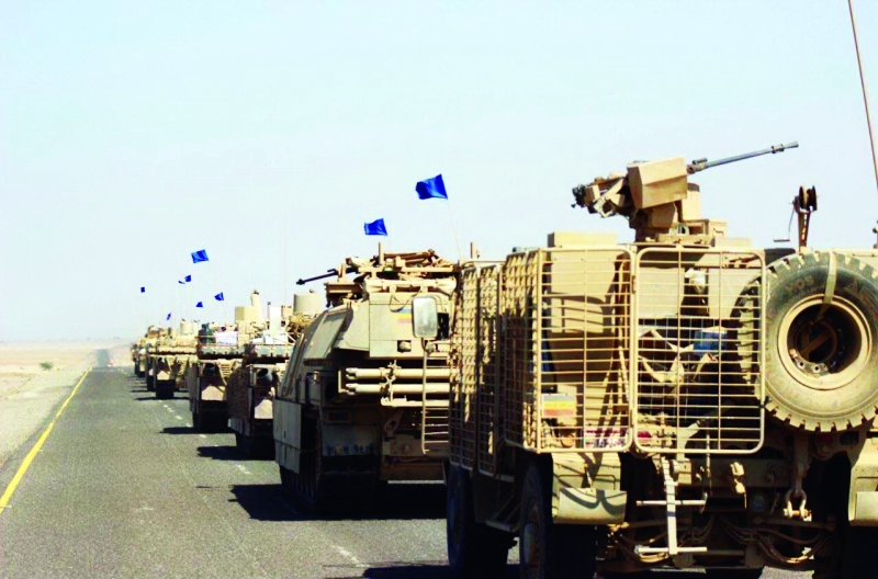 "رتل دبابات للشرعية والتحالف في منطقة ذباب المحررة | أ.ف.ب"