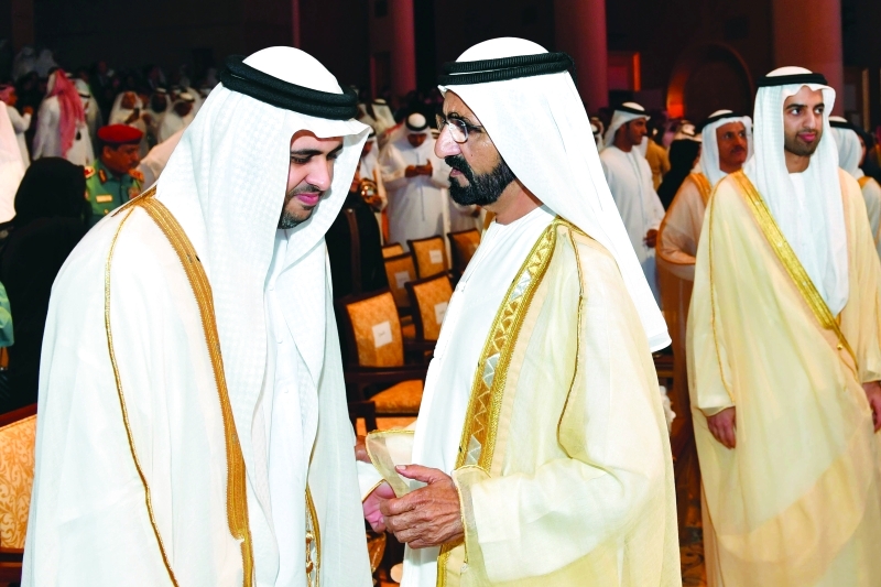 "■ نائب رئيس الدولة في حديث مع ذياب بن محمد بن زايد بحضور محمد بن سعود بن صقر"