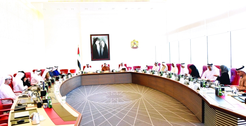 "منصور بن زايد لدى ترؤسه اجتماع المجلس الوزاري للتنمية | وام"