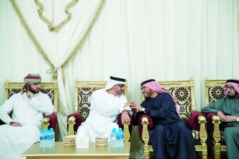 "■ سموه خلال تقديم العزاء لأسرة الشهيد عبدالحميد الحمادي"
