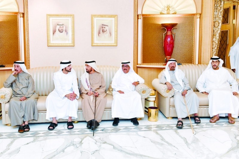 "■ حمدان بن محمد وحمدان بن راشد وحشر بن مكتوم ومحمد بن خليفة وعبد الله المعلا وأحمد السويدي"