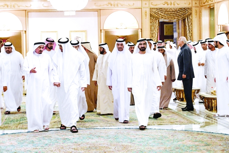 "■ محمد بن راشد ومحمد بن زايد وحميد النعيمي وحمد الشرقي وحمدان ومكتوم بن محمد وعمار النعيمي ومحمد الشرقي وطحنون بن محمد"