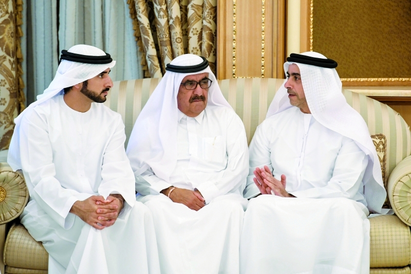 "■ حمدان بن محمد وحمدان بن راشد وسيف بن زايد"