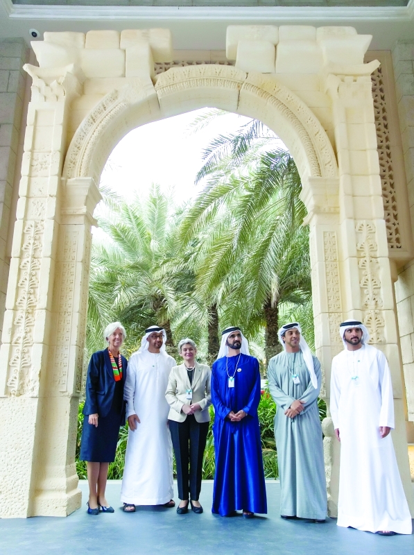"محمد بن راشد ومحمد بن زايد وحمدان بن محمد ومنصور بن زايد وكريستين لاغارد وإيرينا بوكوفا | وام"