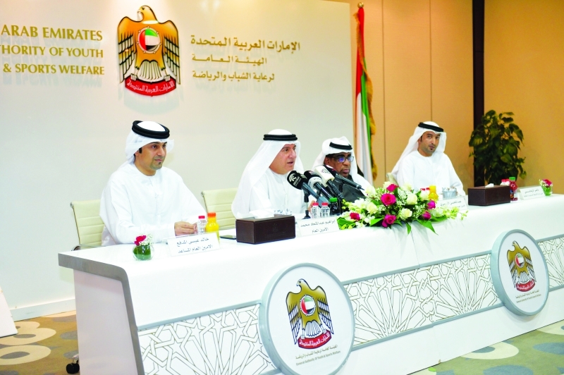 "■ من المؤتمر الصحافي للهيئة بحضور عبدالملك والدوسري والمدفع والزعابي | البيان"