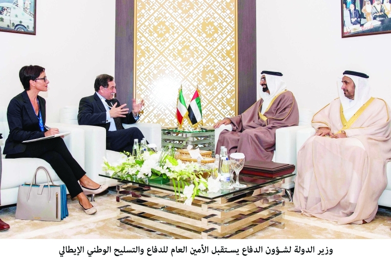 "محمد البواردي خلال استقبال المسؤول الإيطالي"