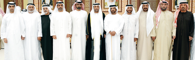 "عمار النعيمي وسيف وسرور بن محمد وحامد وخالد بن زايد وسعيد بن محمد والحضور"