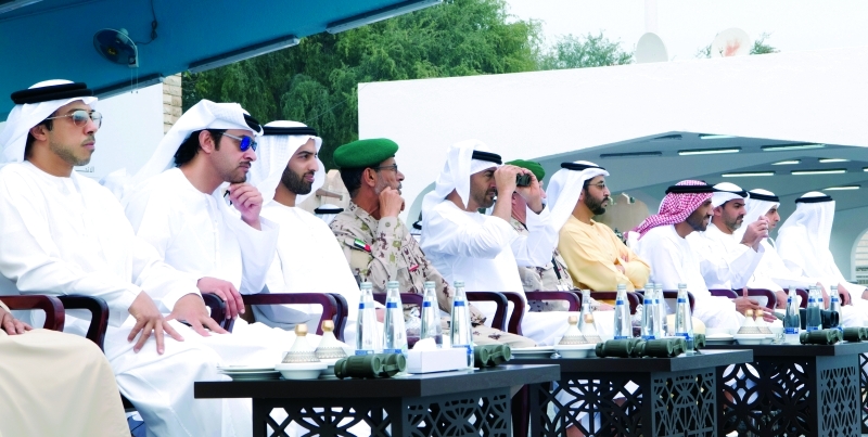"■ محمد بن زايد يتابع المناورات بحضور محمد بن سعود وحمدان وهزاع ونهيان ومنصور وحامد وخالد بن زايد وحمد الرميثي"