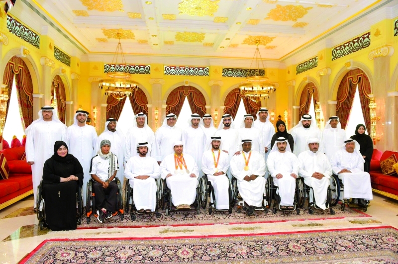 "■ محمد بن راشد وحمدان بن محمد خلال تكريم أصحاب الهمم تقديراً لإنجازاتهم في ألعاب ريو االبارالمبية | البيان"