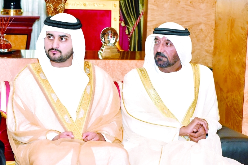 "■ مكتوم بن محمد وأحمد بن سعيد خلال اللقاء"