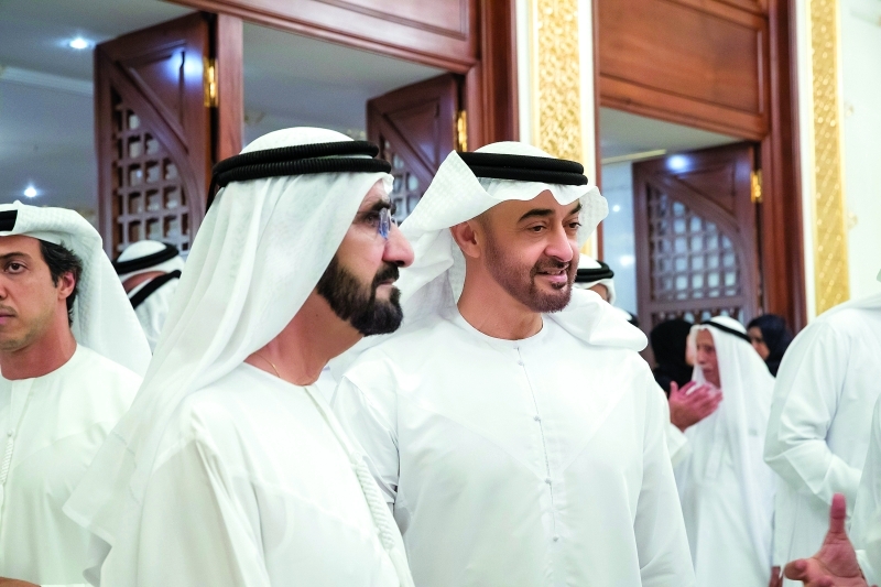 "■ محمد بن راشد ومحمد بن زايد خلال اللقاء"