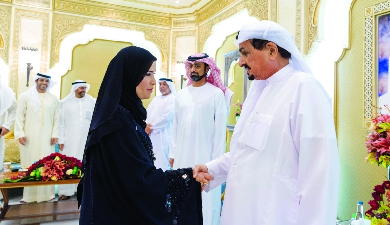 "■ حميد النعيمي يتقبل بحضور عمار النعيمي تهاني أمل القبيسي | وام"