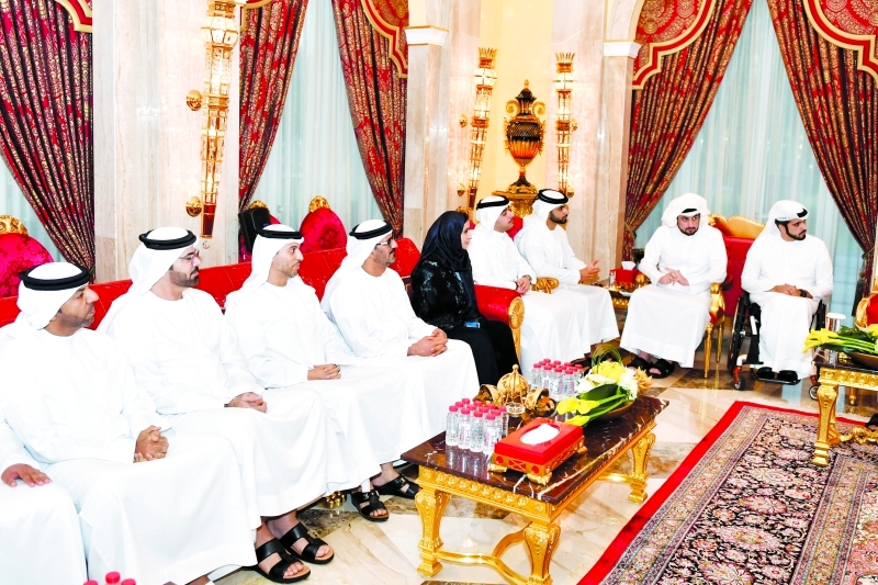 "أحمد ومنصور بن محمد ومحمد القرقاوي وحسين الحمادي وأحمد الفلاسي وجميلة المهيري"